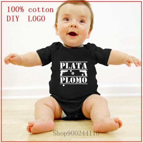 2020 Summer Newborn Baby Girl And Boy Clothes plata o plomo white Printed Bodysuit baby Unisex short sleeve baby cotton clothing