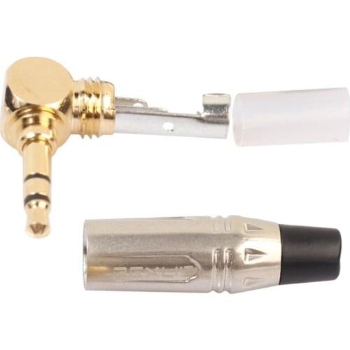 3.5mm Stereo 90 Degree Right Angle Male Plug Gold-plated Stereo Headphone Adapter Instruments Soldering Connector Converter