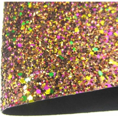 8"x11"(21cmX29cm) Mixed Gold Glitter Leather Fabric Faux Glitter Fabric Sheet Synthetic glitter for bow Projects K0012-10