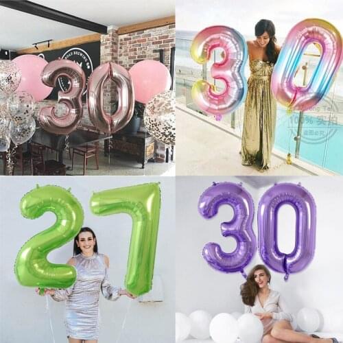 Big Size Gold Sliver Rose Gold Number Balloon Happy Birthday Wedding Party Decorations Foil Balloons Kid Toy Baby Shower Globos