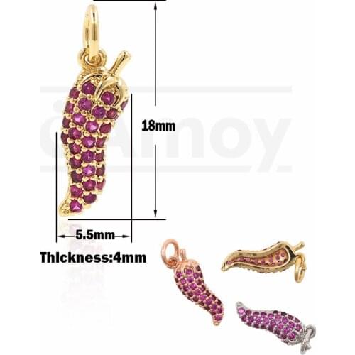 Chili Pendant CZ Cubic Zirconia Bracelet Necklace Jewelry Making Supplies 18x5.5x4MM