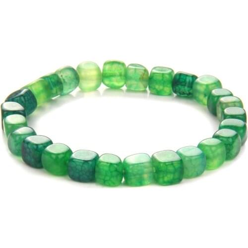 Agates Beaded Bracelet Colorful Natural Stone Chakra Bracelets 6-8mm Colorful Square Agat Beads Bangles Jewelry for Womene Men