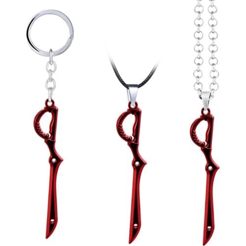 Anime Kill la Kill Keychains Red Pendant Chains Necklaces Car Keyring Key Holder Chaveiro Key Chain For Men Women
