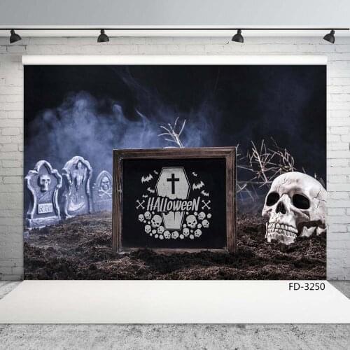 Halloween Night Skull Tombs Smoke Photo Backgrounds Vinyl Cloth Backdrop for Children Baby Shower Photocall Photography Props