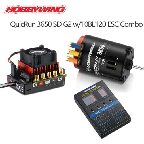 HobbyWing QuicRun 3650 Sensored Brushless G2 8.5T 10.5T13.5T w/ QuicRun 10BL120 120A Sensored+LED Program Box for RC 1/10 Car