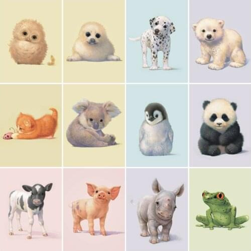 HUACAN Full Drill Diamond Painting Tiger Diamond Embroidery Panda Mosaic Bear Cross Stitch Wall Art Handcraft