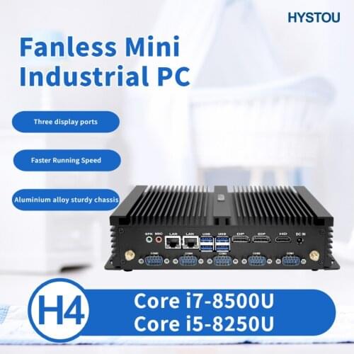 HYSTOU Fanless mini pc i7 windows 10 pro Computer dual lan Intel Core i7 8565U 6 COM EDP HD wifi linux