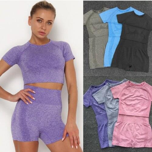 2pcs Gym Suit Women Sportwear Yoga Sets for Fitness Sport Outfit for Woman Seamless Leggings Sports Shorts Top Workout Clothing