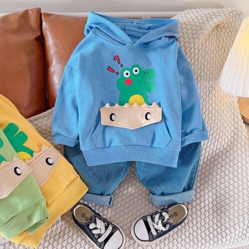 LZH 2021 Cartoon Hooded Baby Boy Clothing Set Leisure Childrens Sports Suit Autumn Sportswear For Boys Kids Clothes 1-5 Years