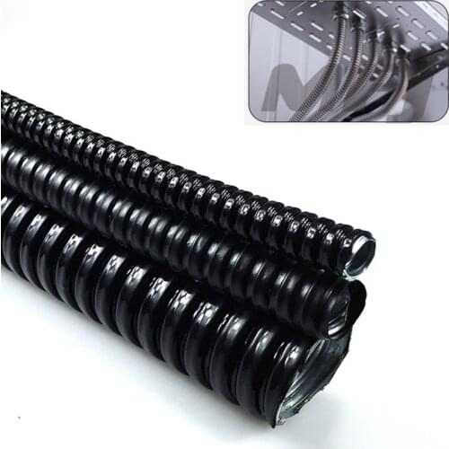 2M Plastic coated metal hose waterproof Threaded corrugated pipe wire harness casing for Cable line protecter diameter 6mm-50mm