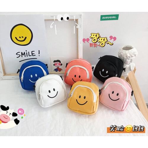 Cute Smiling Face Children Messenger Bag for Girls Decoration Bag Mini Toddler Shoulder Bags for Kids