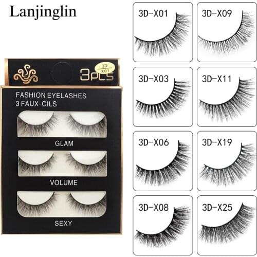 LANJINGLIN 500 boxes natural mink eyelashes fake eye lashes make up 3d mink lashes false soft lash volume eyelash extension