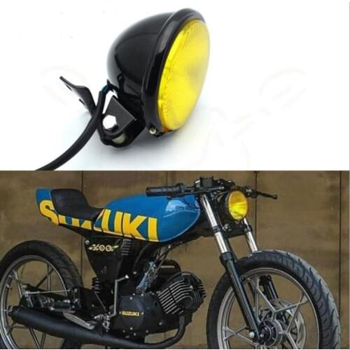 Motorcycle 4.5" H4 Headlight Black Lighting Lamp Bates Headlamp For Harley Old School Chopper Bobber Cafe Racer Custom
