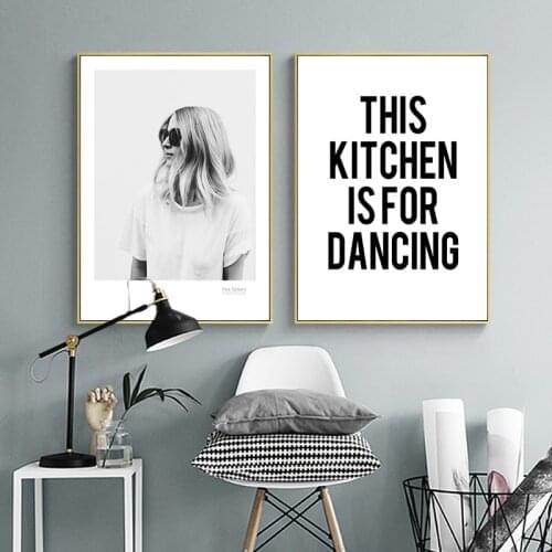 Black White Fashion Girl Wall Art Canvas Painting Modern Life Quotes Posters and Prints Wall Pictures for Living Room Home Decor