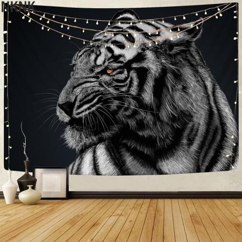 NKNK Tiger Tapiz Animal Home Tapestrys Lonely Rug Wall Harajuku Tapestries Wall Hanging Boho decor Hippie Printed
