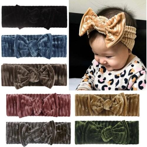 2021 New Toddler Kid Baby Girl Boy Velvet Headband Solid Bowknot Hair Band Headwear Cotton Head Wrap Props Kids Gifts