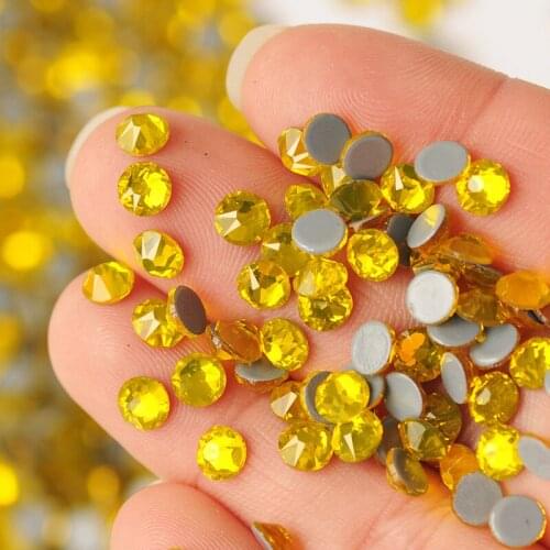 New Facted 2088 Cut Facets 8 Big 8 Small Citrine Crystal Hot Fix Rhinestone Stones For Clothes Dresses DIY Diamond