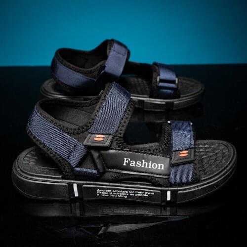 New Mens Outdoor Sandals and Slippers Mens All-match Breathable Casual Beach Sports Shoes Mens Black Roman Casual Sandals