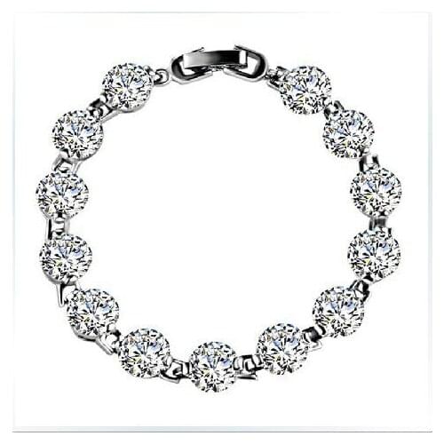 Wholesale Elegant 2CT Colorless 18K White Gold Plated Hand Chain Solid Silver jewelry SONA Diamond Bracelet for Woman