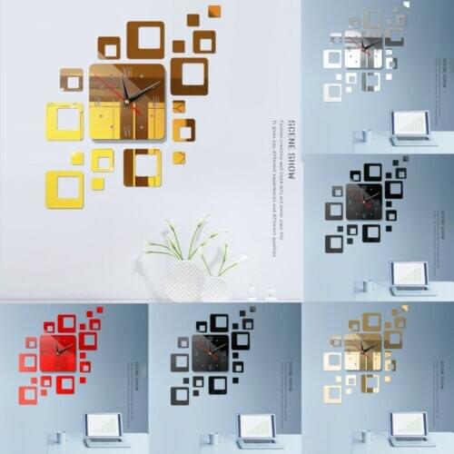 Removable Modern 3D Mirror Acrylic Wall Clock Sticker Vinyl Art DIY Home Decor