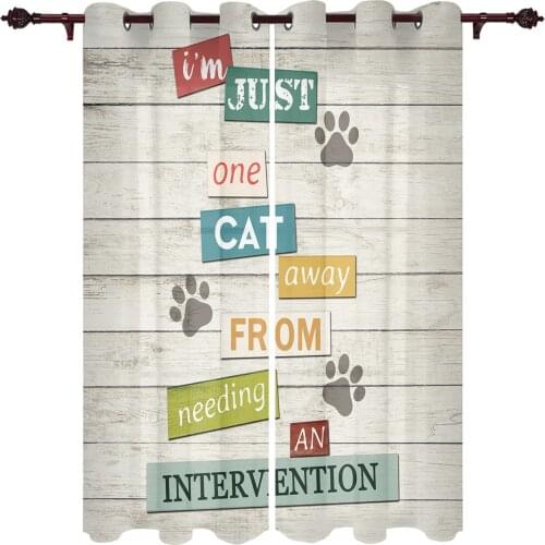 Animal Paw Color Wood Grain Modern Curtains for Living Room Luxury Window Treatments Bedroom Kitchen Curtains Drapes