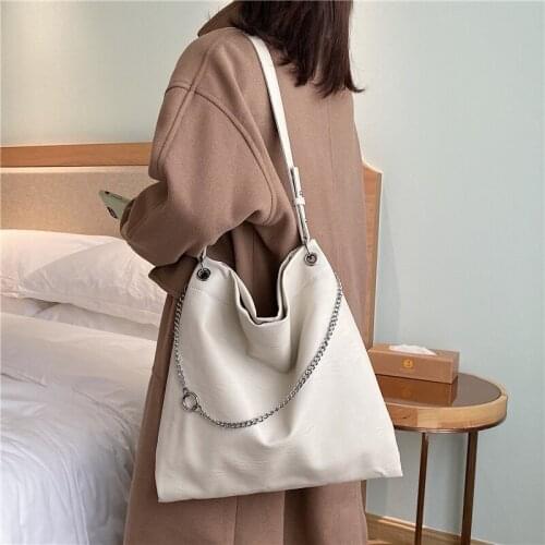 Soft Chain Shoulder Bags For Bag Women Korean Style Ladies Large Capacity Hobos High Quality PU Leather A4 Messenger Bags Sac