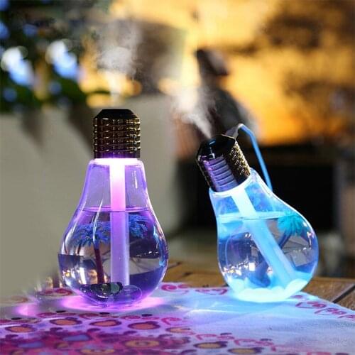 USB Light Bulb Humidifier Colour Changing Novelty LED Light Air Humidifying Purifier for Home Office Car Bedroom Schoolroom