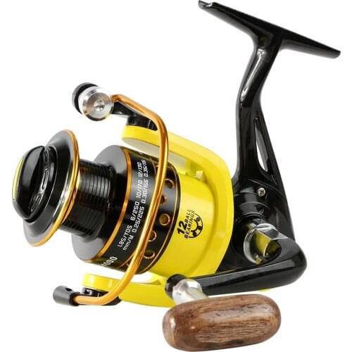 Gapless metal head spinning wheel 12 Ball Bearings spinning fishing reel Wood Handle fishing reels 1000-7000 series