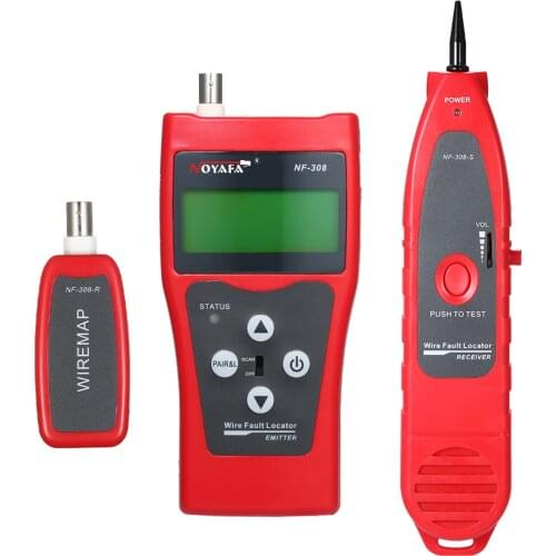 NOYAFA High Precision LCD Network Cable Tester Line Finder Coaxial Line Tester RJ11 RJ45 Wire Length Finder with 1Remote Adapter