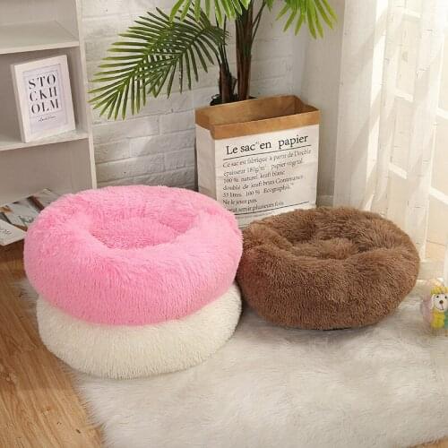 Explosive round plush super soft pet kennel winter warm sleeping bag deep sleep puppy kennel pet supplies factory
