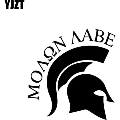 YJZT 14.5CM*15.2CM Spartan Warrior MOLON LABE Car Sticker Vinyl Decals Black/Silver C10-01058