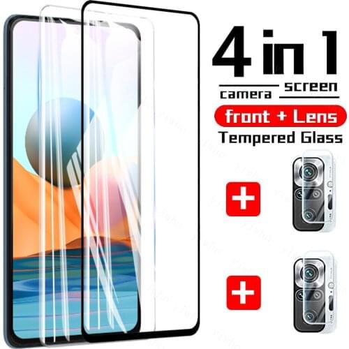 4 In 1 Protective Glass for Xiaomi Redmi Note 10 Pro Max 10S 10 5G Safety Glass Screen Protector Camera Lens Note10 10Pro 10 S