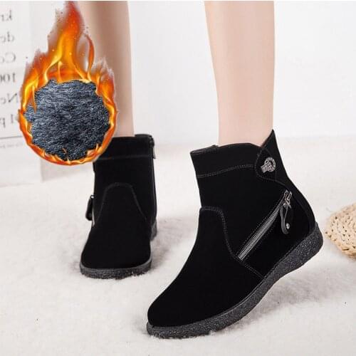 Women Warm Snow Boots 2020 Winter Womens Plush Ankle Boots Woman Casual Flats Female Zip Shoe Ladies Comfort Footwear Plus Size
