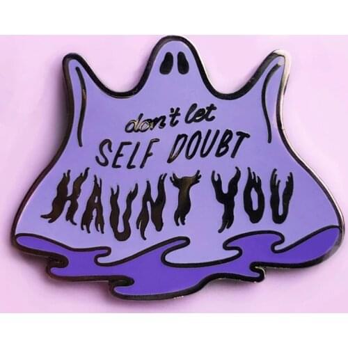 Gothic Style Don't Let Self Doubt Haunt You Hard Enamel Pin Horror Purple Ghost Medal Badges Brooch Anime Cartoon Halloween Gift