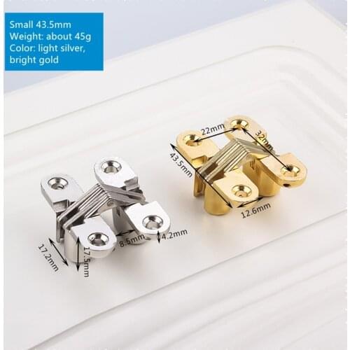 1PCS Hidden Hinges 8x42MM Invisible Concealed Cross Door Hinge Bearing 180D With Screw For Folding Door/Window Furniture DIY