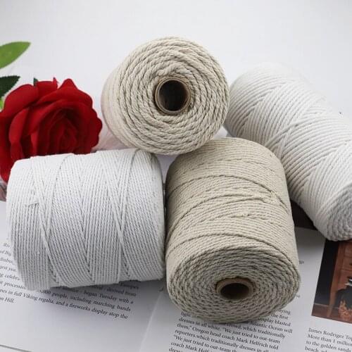 100% Natural Cotton Twisted Cord 2mm 3mm Diameter For DIY Home Textile Craft Cord Thread Macrame Crochet Rope
