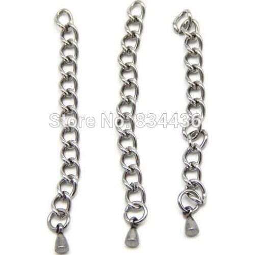 Free Shipping 3mmx5cm stainless steel necklace extend chain have Small tail Pendant accessories Jewelry DIY extender 100pcs