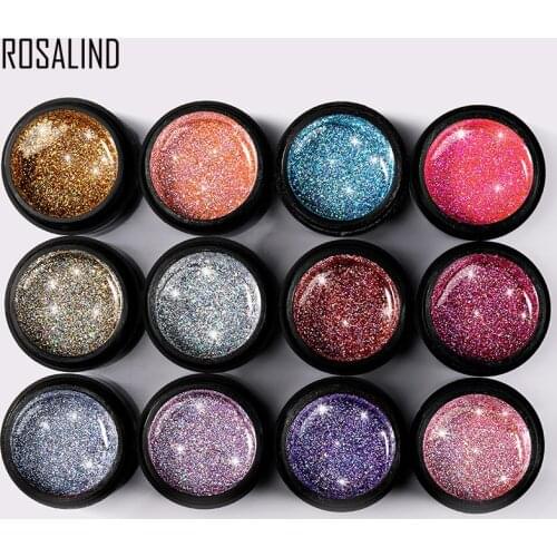ROSALIND 5ml Shiny Rainbow Gel Nail Polish Bright For Glitter Painting Nail Art Design Gel UV Top Base Primer For Manicure