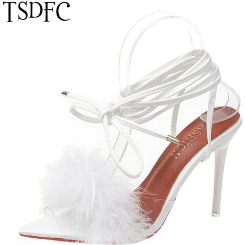 Summer Women Fashion Dancing High Heels Wedding Shoes Sexy Pump Female Cover Heel Party T-stage Transparent Crystal Sandals