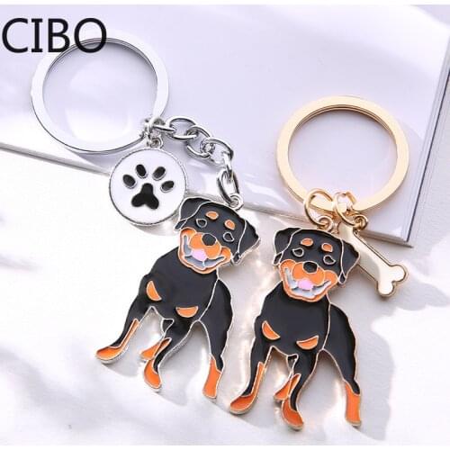 2019 New Rottweiler dog pendant key chains men women metal bag charm male female car chihuahua-Corgi keychain key ring holder