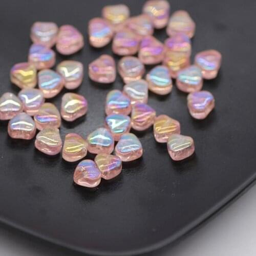 6mm Loose Beads Jewelry Accessories 50Pcs Glazed Glass DIY High Quality Love Heart Plated Color Earrings Exquisite New