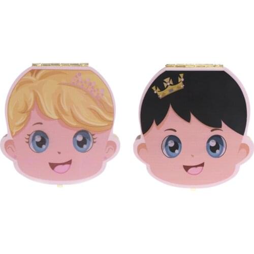 Tooth Box Organizer Kids Baby Save Milk Teeth Wood Storage Box For Boy Girl Gift B36E