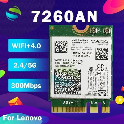 Dual Band Wireless-N 7260NGWAN 7260NGW 7260AN NGFF 300Mbps+BT4.0 04W3809 04X6008 WIFI Card for Thinkpad X240 T440P W540 T431S