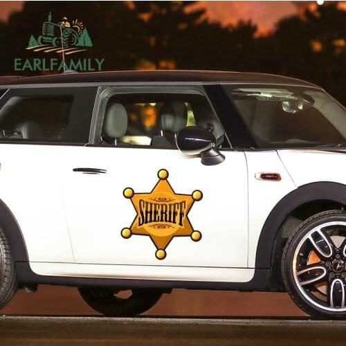 EARLFAMILY 43cm x 38.4cm for Sheriff Badge Funny Car Stickers Vinyl Waterproof RV VAN Car Accessories JDM Anime Car Door Decal