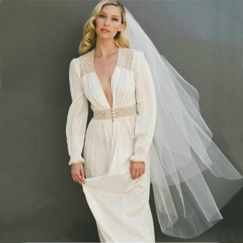 2019 Simple Women White Bridal Veils With Comb Two Layers Tulle Short 120cm Ivory Bride Veil Cut Edge Cheap Wedding Accessories