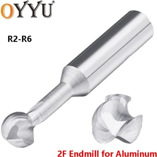 OYYU Solid Carbide 3D T type Ball Milling Cutter for Aluminum Copper Router Bit Tungsten Steel End Mills R2 R3 R4 R5 R6