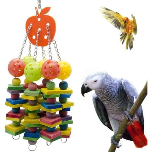 Parrot Toys For Large Birds Swing Toy Colorful Wooden Blocks Swing Loved Bunches Toys For Budgie Lovebirds Conures Birds Toy