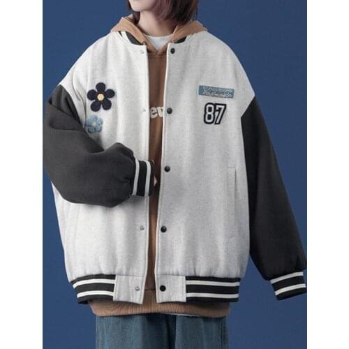 Bomber Jacket Women Baseball Uniform Korean College Casual Loose Autumn Cotton Coat Harajuku Streetwear Vintage Clothing