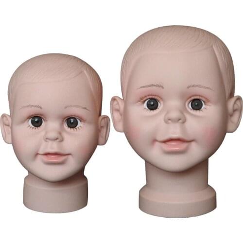 Little Kid Boy Mannequin Head PVC Children Hat Display Mold Headwear Cap Holder