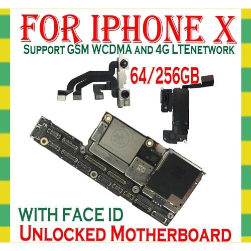 Motherboard For iPhone X Without/With Face ID Unlocked Full Chips For iPhone X motherboard With System Update 64GB 256GB